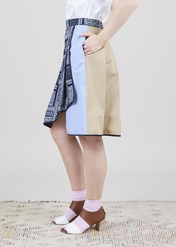 Harvey Faircloth Asymmetric Mixed Media Skirt - bandana/multi Harvey Faircloth Asymmetric Mixed Media Skirt - bandana/multi