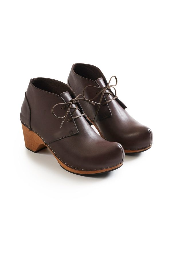 Lisa B. toe seam leather bootie clogs - dark brown Lisa B. toe seam leather bootie clogs - dark brown