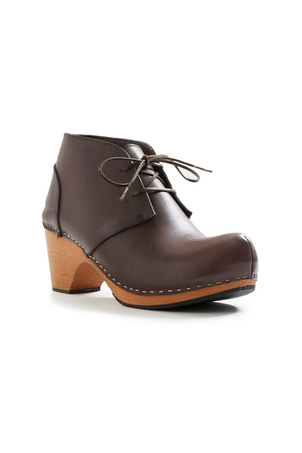 Lisa B. toe seam leather bootie clogs - dark brown Lisa B. toe seam leather bootie clogs - dark brown