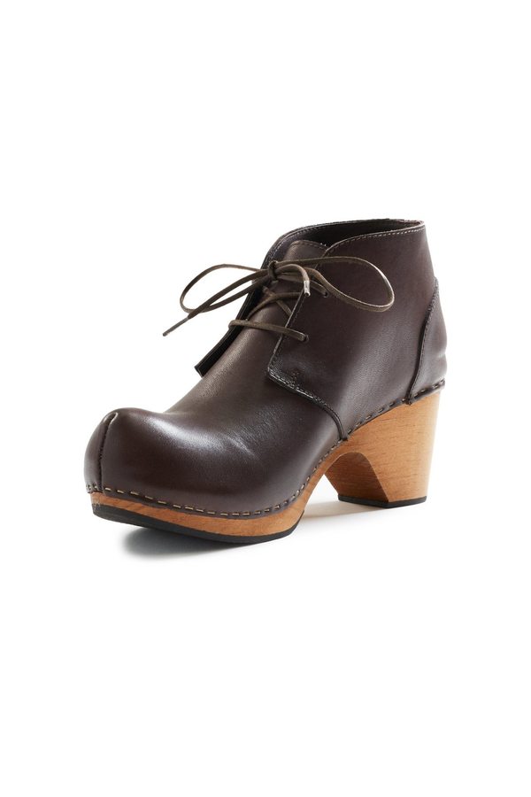 Lisa B. toe seam leather bootie clogs - dark brown Lisa B. toe seam leather bootie clogs - dark brown