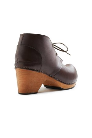 Lisa B. toe seam leather bootie clogs - dark brown Lisa B. toe seam leather bootie clogs - dark brown
