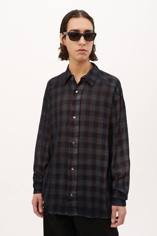 Our Legacy Fine Frontier Shirt - Red/Blue | Garmentory Our Legacy Fine Frontier Shirt - Red/Blue | Garmentory