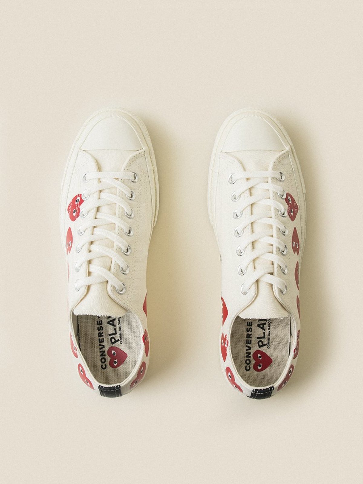 Multi Heart Cdg Converse Low Top On Feet COMME DES GARCONS PLAY X