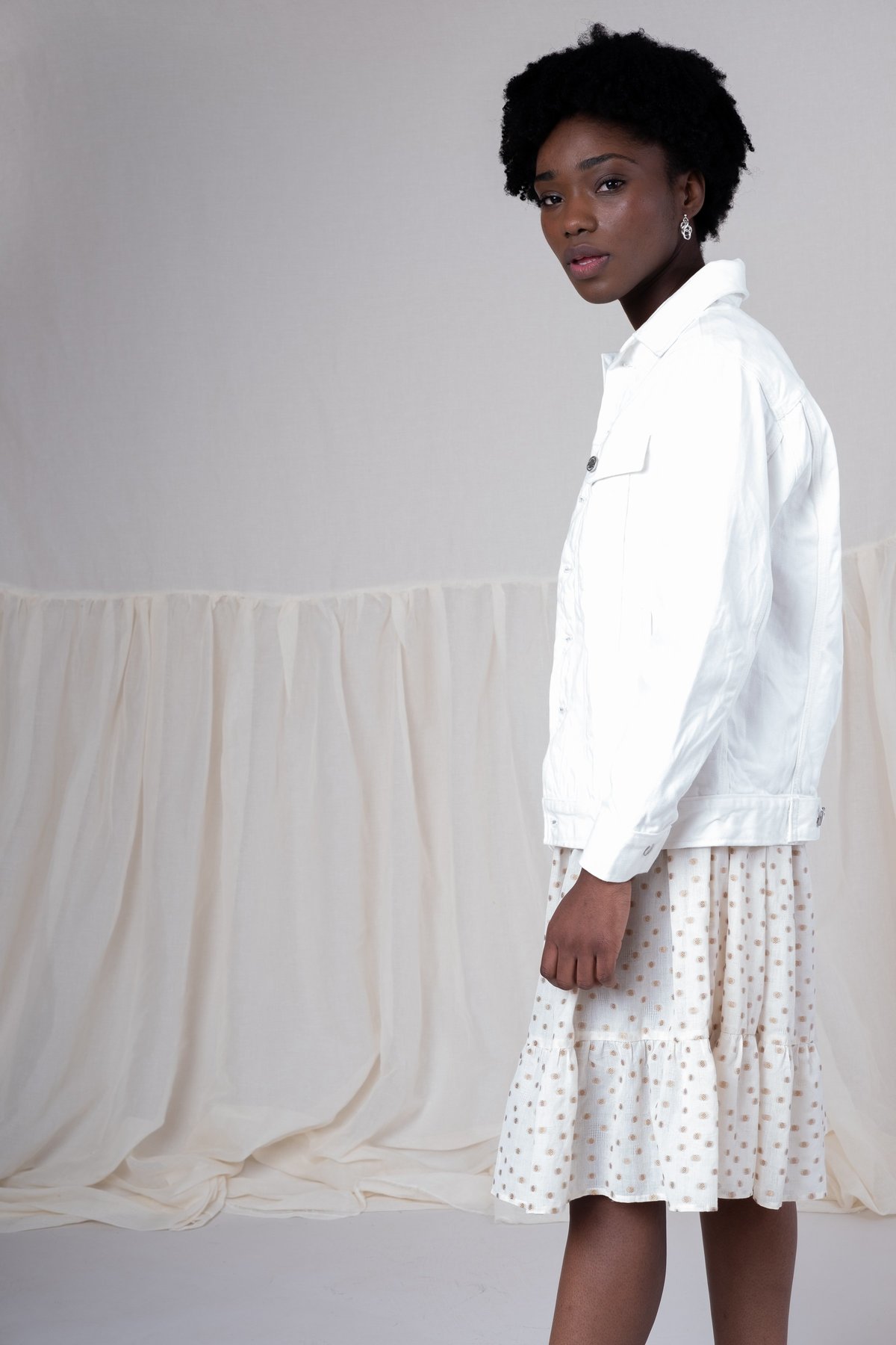 Jean Ramsay vivien ramsay SAMPLE SALE JEAN JACKET IN WHITE DENIM | Garmentory
