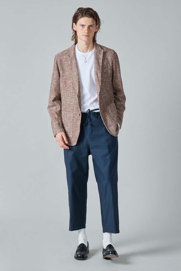 TSS Summer Cotton Tweed 2B Peak Lapel Jacket - Brown TSS Summer Cotton Tweed 2B Peak Lapel Jacket - Brown