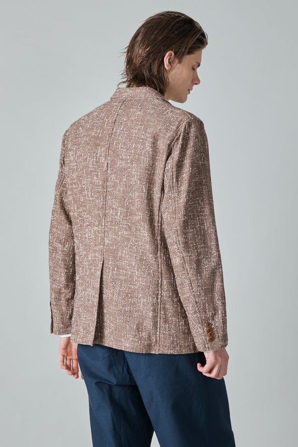 TSS Summer Cotton Tweed 2B Peak Lapel Jacket - Brown TSS Summer Cotton Tweed 2B Peak Lapel Jacket - Brown