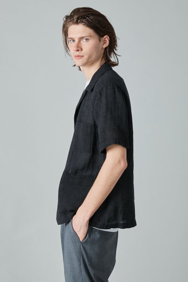 Barena Bota Datolo Linen Camp Shirt - Nero Barena Bota Datolo Linen Camp Shirt - Nero
