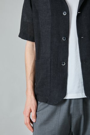 Barena Bota Datolo Linen Camp Shirt - Nero Barena Bota Datolo Linen Camp Shirt - Nero