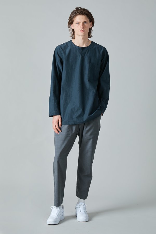 TSS Cotton Silk Micro Faille Henley - Navy TSS Cotton Silk Micro Faille Henley - Navy
