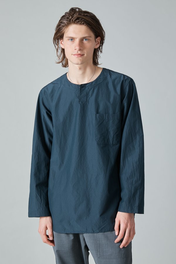 TSS Cotton Silk Micro Faille Henley - Navy TSS Cotton Silk Micro Faille Henley - Navy