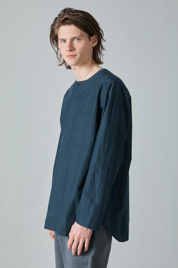 TSS Cotton Silk Micro Faille Henley - Navy TSS Cotton Silk Micro Faille Henley - Navy