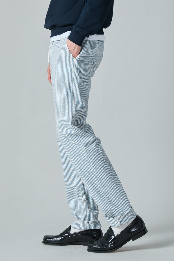Presidents Japanese Seersucker Tripoli Trouser - White/Blue Presidents Japanese Seersucker Tripoli Trouser - White/Blue