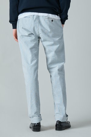 Presidents Japanese Seersucker Tripoli Trouser - White/Blue Presidents Japanese Seersucker Tripoli Trouser - White/Blue