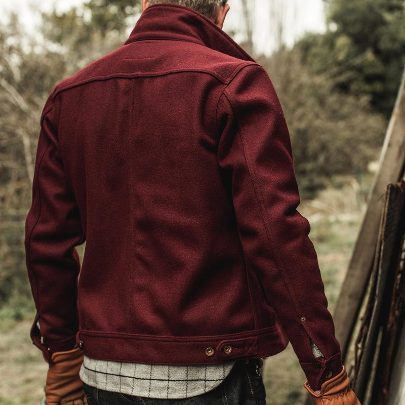 Taylor Stitch The Long Haul Jacket - Burgundy Melton Wool