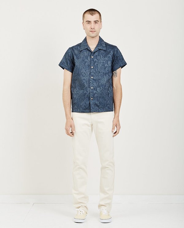 Naked & Famous ALOHA SHIRT - DOUBLE JACQUARD TROPICAL BLUE Naked & Famous ALOHA SHIRT - DOUBLE JACQUARD TROPICAL BLUE