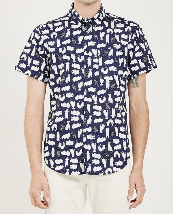 Naked & Famous SHORT SLEEVE EASY SHIRT - NAVY Naked & Famous SHORT SLEEVE EASY SHIRT - NAVY