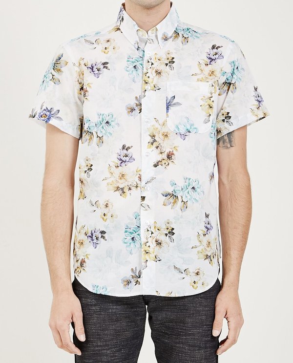 Naked & Famous SHORT SLEEVE FLOWERS PAINTING EASY SHIRT - WHITE Naked & Famous SHORT SLEEVE FLOWERS PAINTING EASY SHIRT - WHITE
