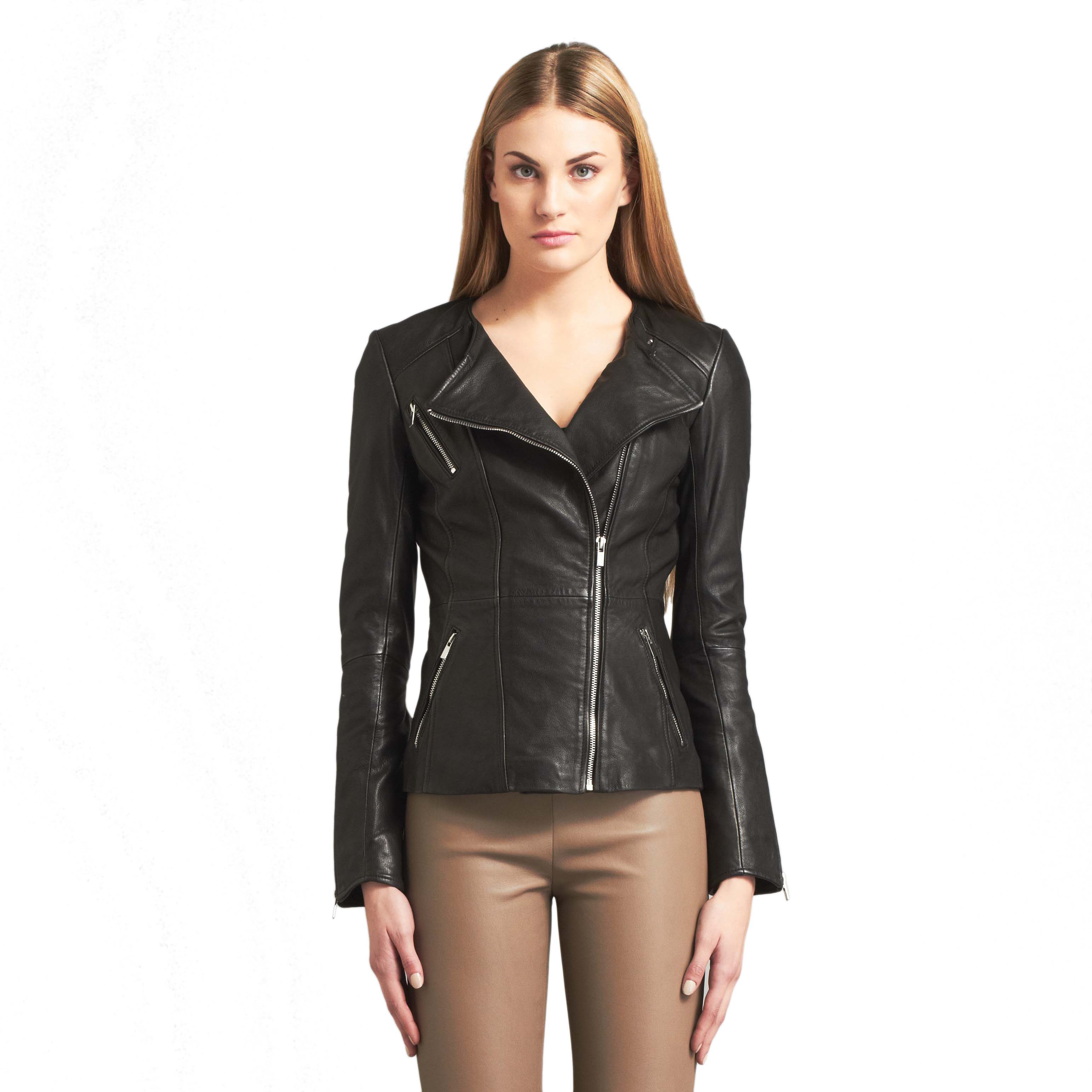 hip length leather jacket