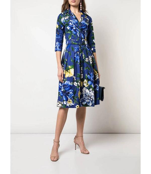 samantha sung shirt dress Samantha Sung Audrey Floral Belted Shirt Midi Dress | White