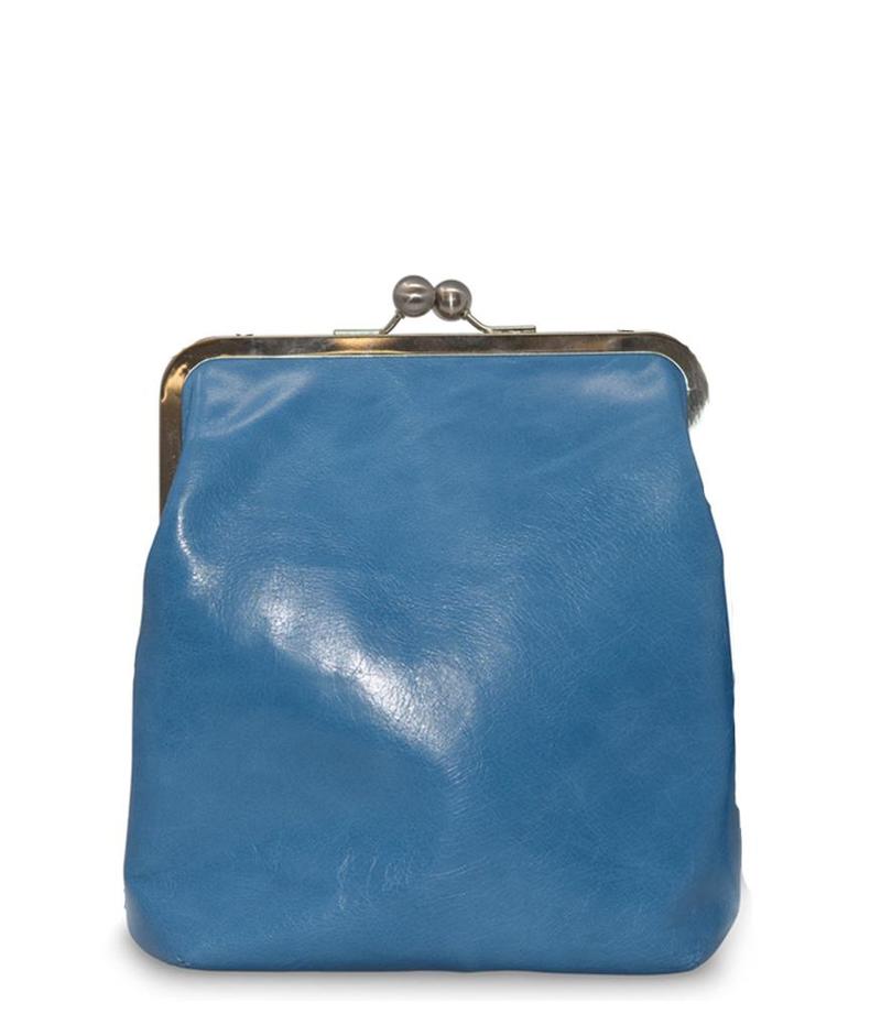 Volker Lang Leather Small Lola Clip Bag Azzurro on Garmentory