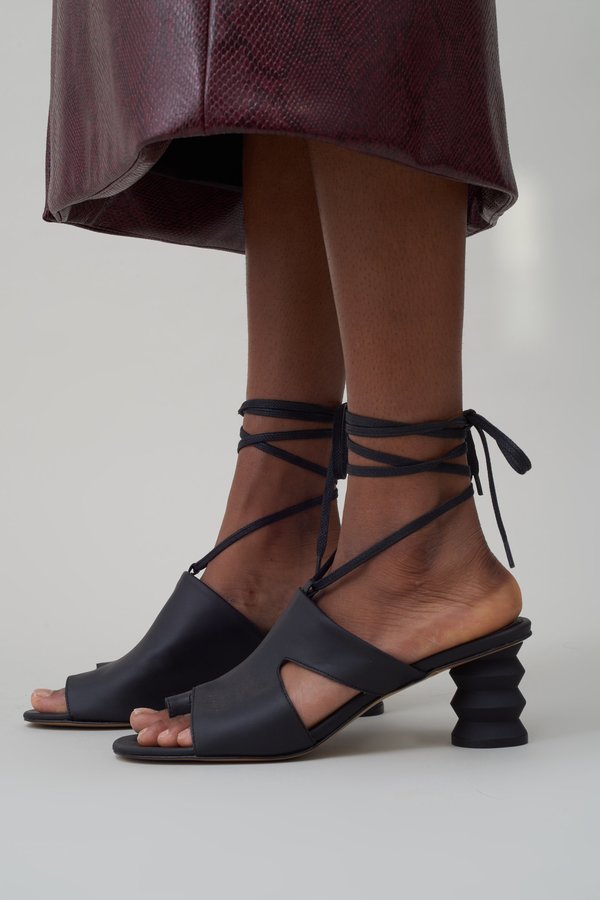 Nomia Twyla Lace Up Mule - Matte Black Nomia Twyla Lace Up Mule - Matte Black