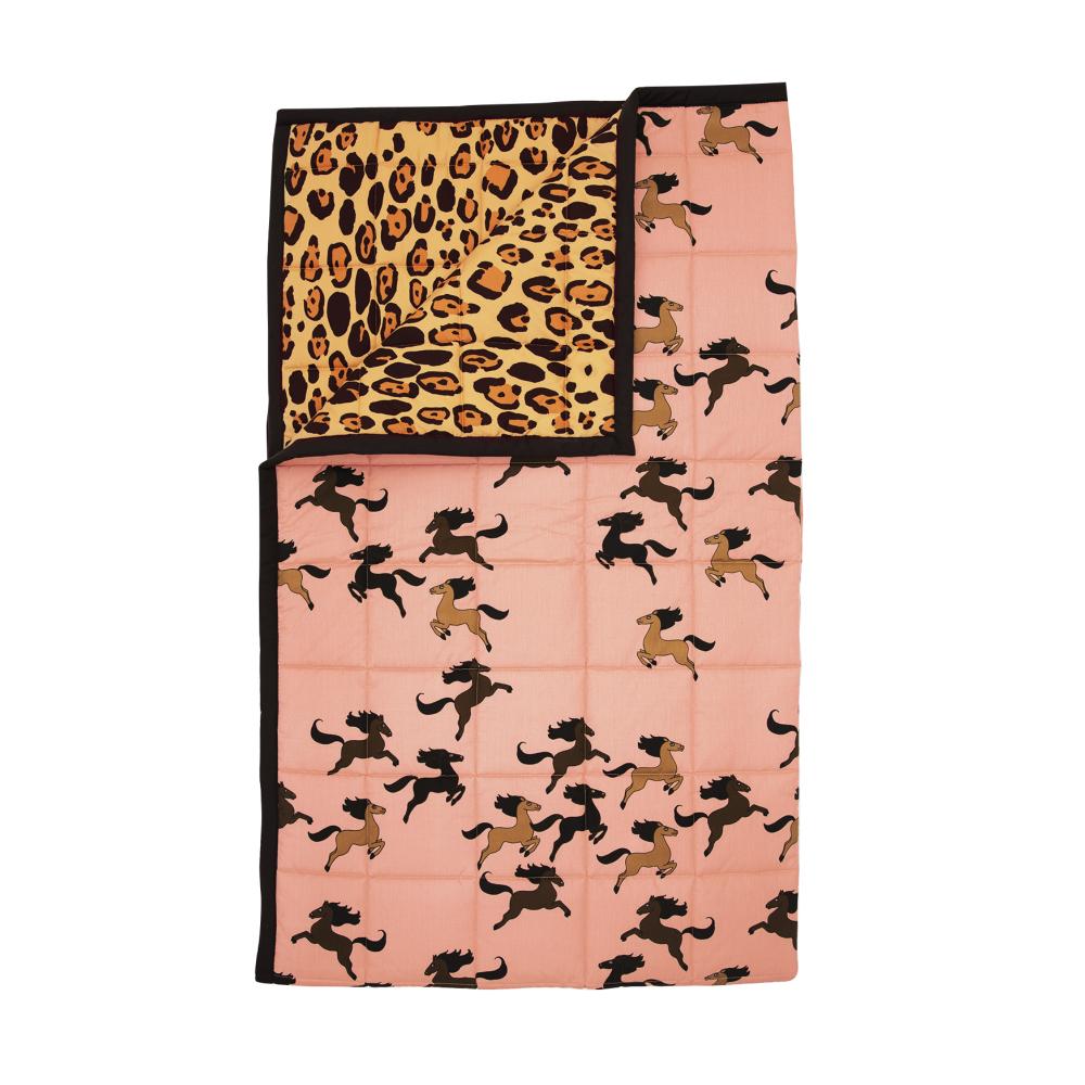 KIDS Mini Rodini Reversible Leopard Horse Quilted Blanket Garmentory