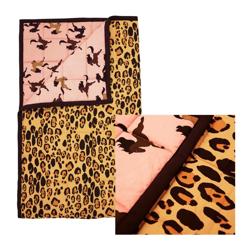 KIDS Mini Rodini Reversible Leopard Horse Quilted Blanket Garmentory