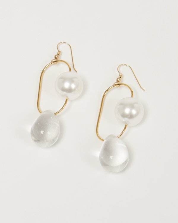 Faux/real Bitter Sweet Earrings - Pearl/Clear Glass Faux/real Bitter Sweet Earrings - Pearl/Clear Glass