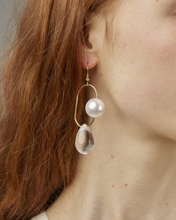Faux/real Bitter Sweet Earrings - Pearl/Clear Glass Faux/real Bitter Sweet Earrings - Pearl/Clear Glass