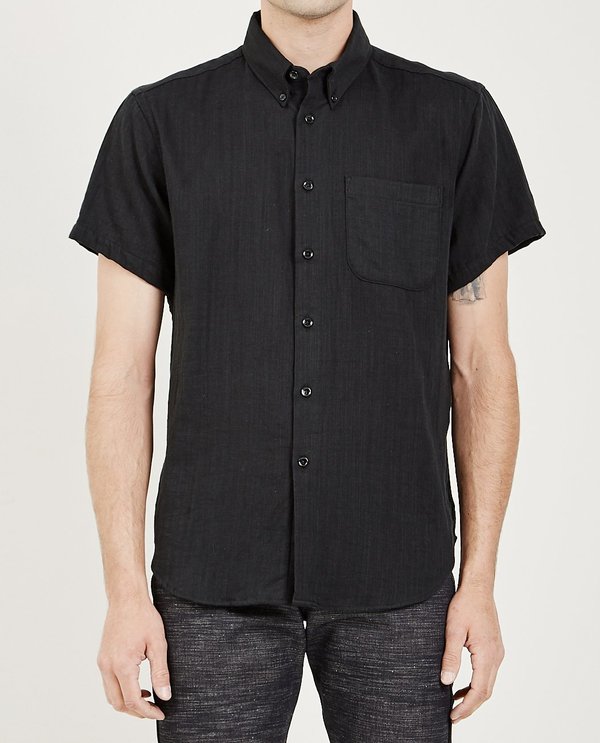 Naked & Famous SHORT SLEEVE EASY DOUBLE WEAVE GAUZE SHIRT - BLACK Naked & Famous SHORT SLEEVE EASY DOUBLE WEAVE GAUZE SHIRT - BLACK