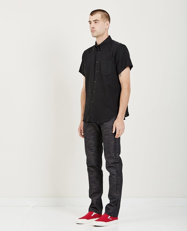 Naked & Famous SHORT SLEEVE EASY DOUBLE WEAVE GAUZE SHIRT - BLACK Naked & Famous SHORT SLEEVE EASY DOUBLE WEAVE GAUZE SHIRT - BLACK