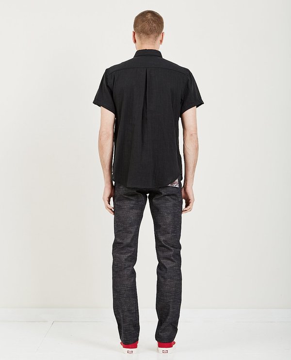 Naked & Famous SHORT SLEEVE EASY DOUBLE WEAVE GAUZE SHIRT - BLACK Naked & Famous SHORT SLEEVE EASY DOUBLE WEAVE GAUZE SHIRT - BLACK