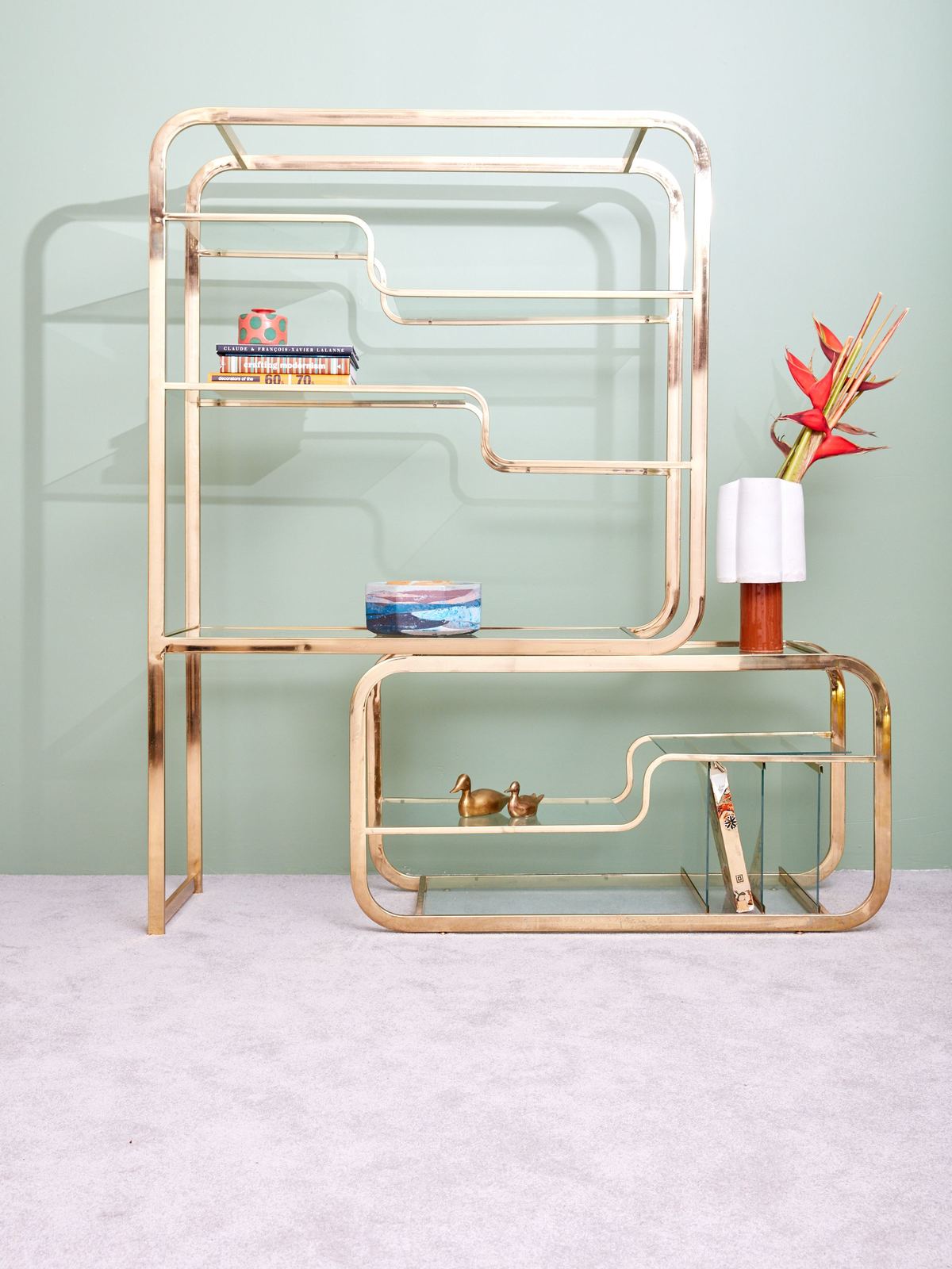 Milo Baughman Brass Etagere