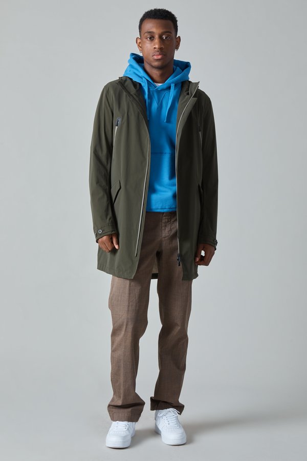 Herno Cotton Poly Fishtail Raincoat - Olive Herno Cotton Poly Fishtail Raincoat - Olive