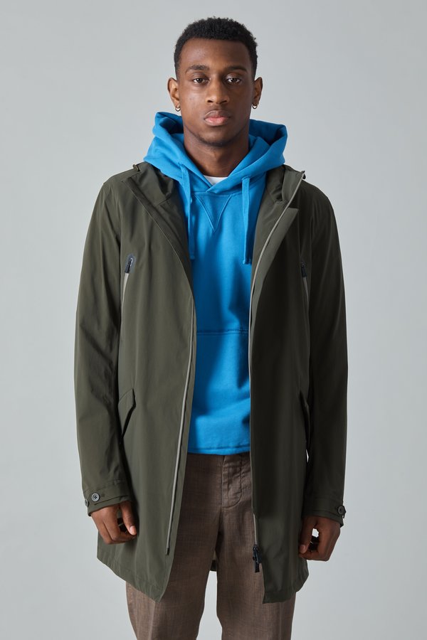 Herno Cotton Poly Fishtail Raincoat - Olive Herno Cotton Poly Fishtail Raincoat - Olive