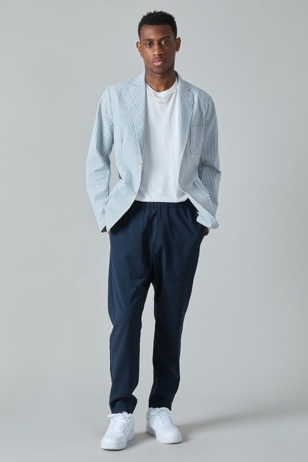 Presidents Japanese Seersucker Liam Blazer - White/Blue Presidents Japanese Seersucker Liam Blazer - White/Blue