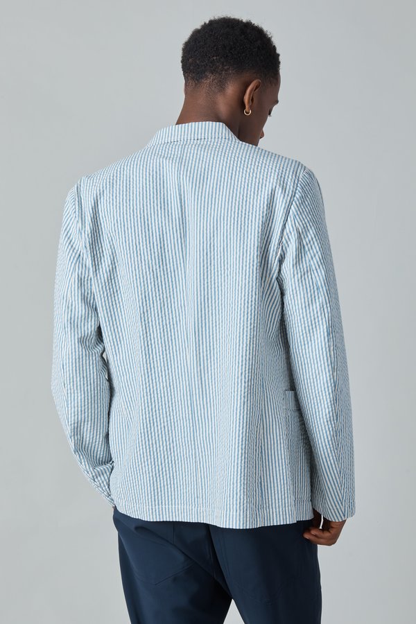 Presidents Japanese Seersucker Liam Blazer - White/Blue Presidents Japanese Seersucker Liam Blazer - White/Blue