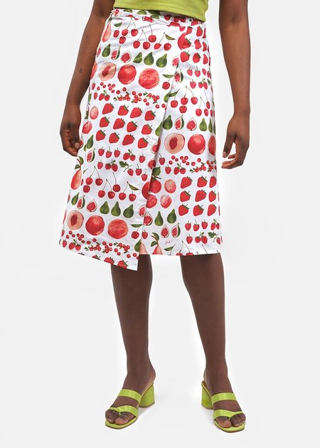Fruit Print Capri Wrap Skirt