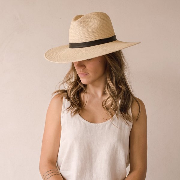 Janessa Leone Gloria Panama Straw Wide Brim - Creme | Garmentory display picture 2