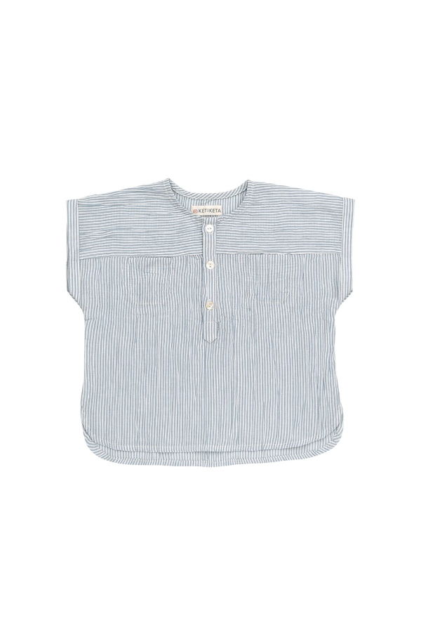 Kids Unisex Ketiketa Eole Kurta Top - Light Blue Stripe