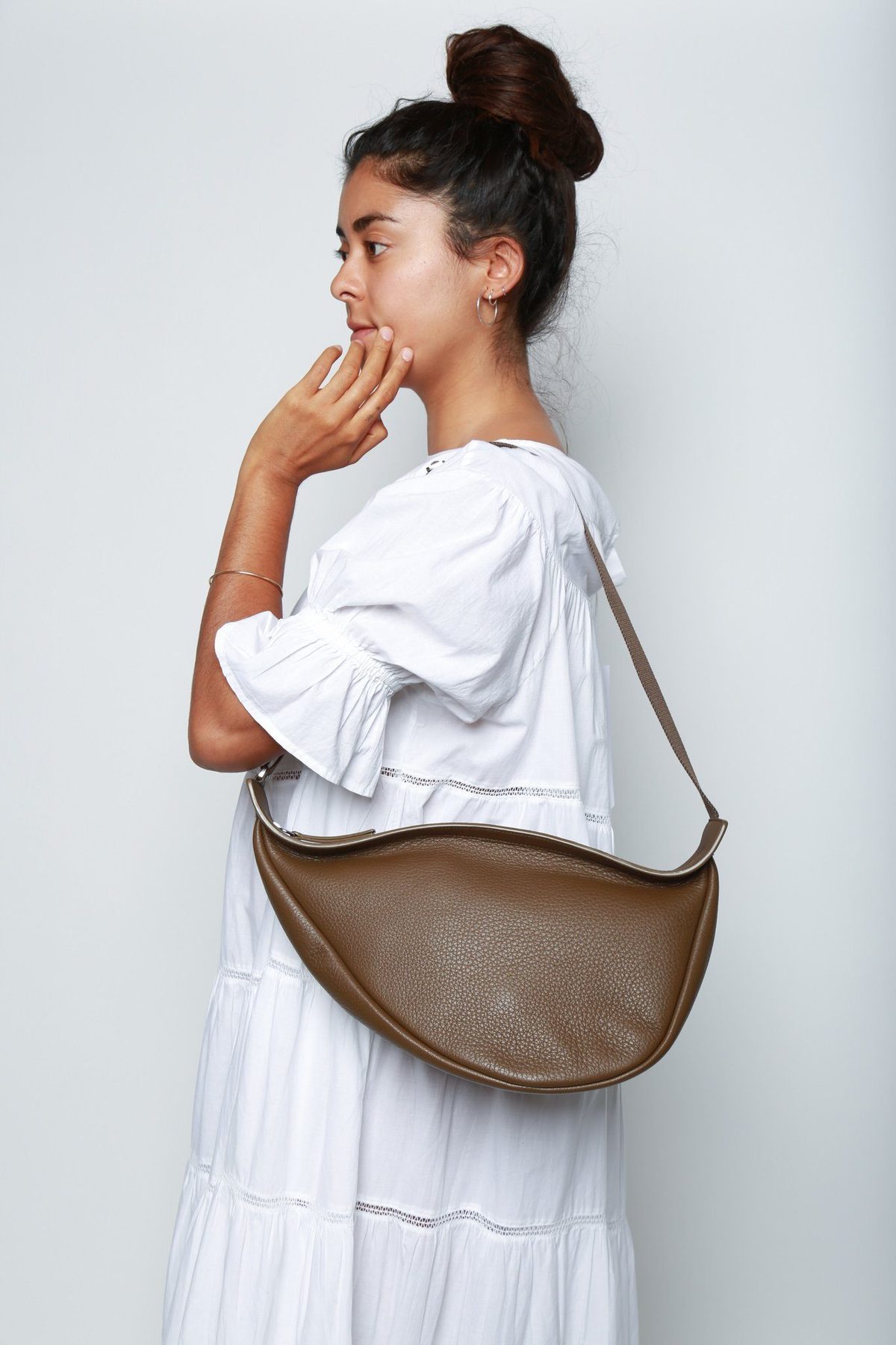 The Row Slouchy Banana Cross Body Bag - Dark Khaki - Image 2 of 6