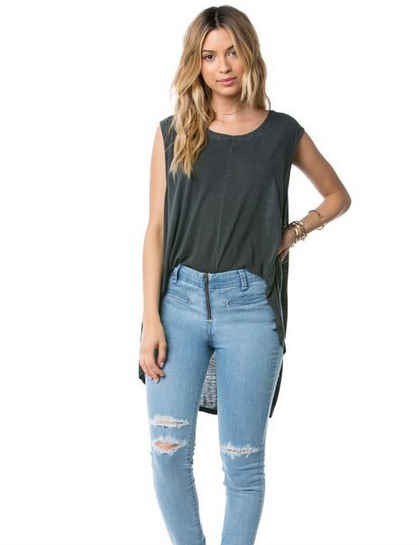 AMUSE SOCIETY Joli Knit Muscle Tank - Charcoal AMUSE SOCIETY Joli Knit Muscle Tank - Charcoal