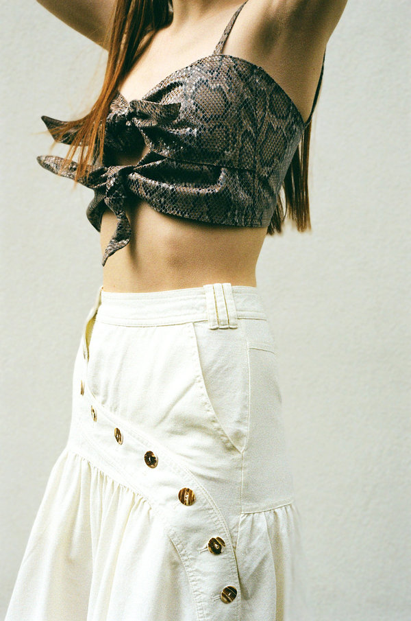 House Of Sunny Rustic Button Down Skirt - Sand House Of Sunny Rustic Button Down Skirt - Sand