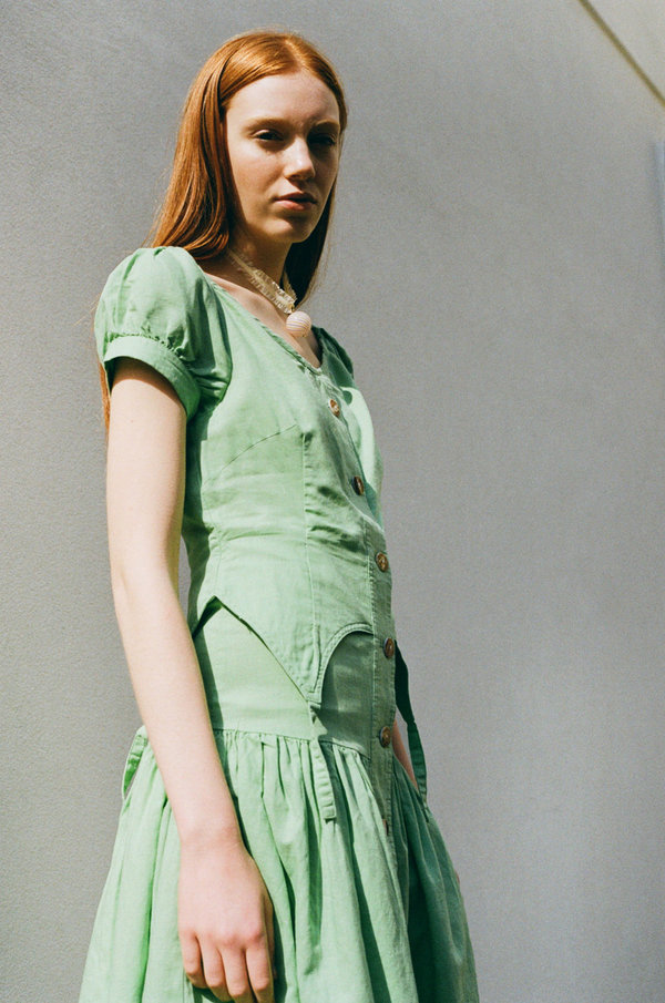 House Of Sunny Rustic Cold Shoulder Dress - Garden Green House Of Sunny Rustic Cold Shoulder Dress - Garden Green