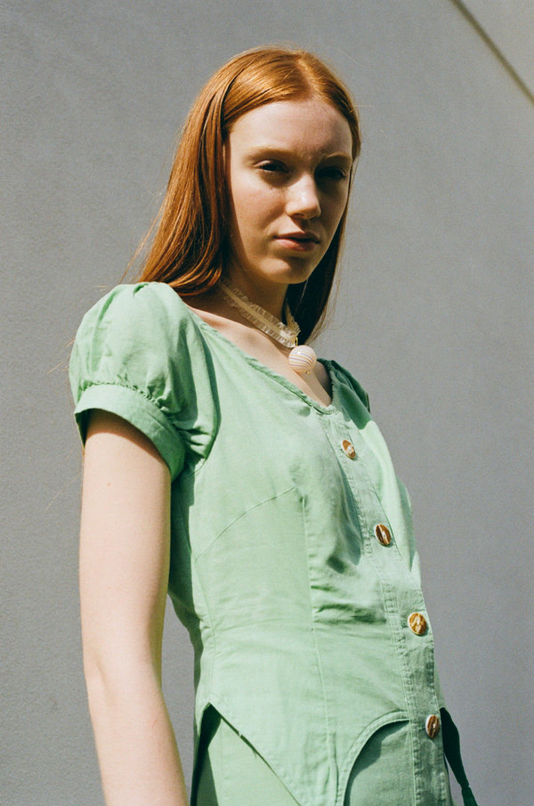 House Of Sunny Rustic Cold Shoulder Dress - Garden Green House Of Sunny Rustic Cold Shoulder Dress - Garden Green