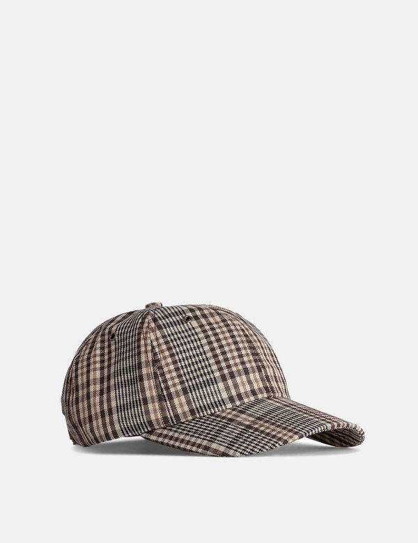 Norse Projects Compact Twill Sports Cap - Beige/Brown Check Norse Projects Compact Twill Sports Cap - Beige/Brown Check