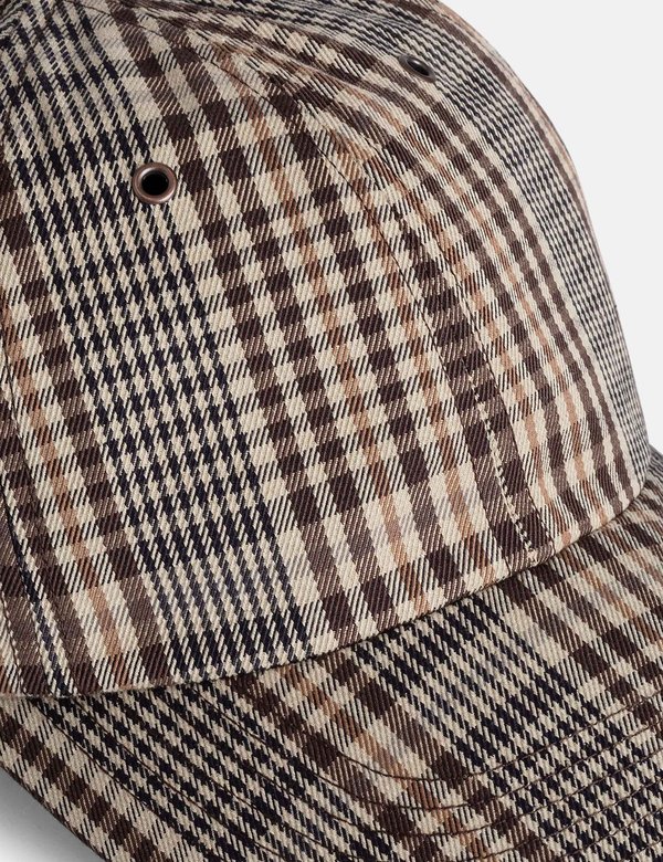 Norse Projects Compact Twill Sports Cap - Beige/Brown Check Norse Projects Compact Twill Sports Cap - Beige/Brown Check