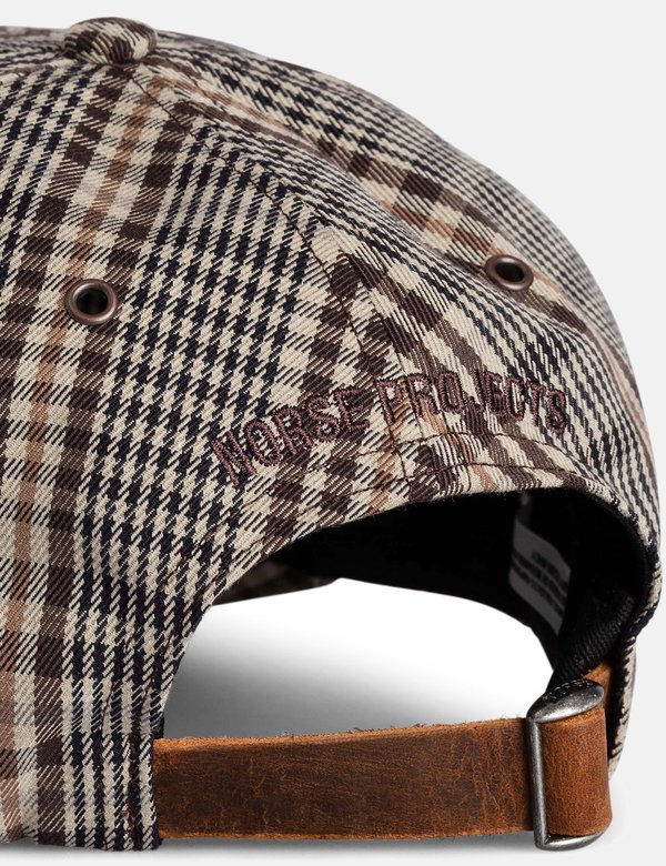 Norse Projects Compact Twill Sports Cap - Beige/Brown Check Norse Projects Compact Twill Sports Cap - Beige/Brown Check
