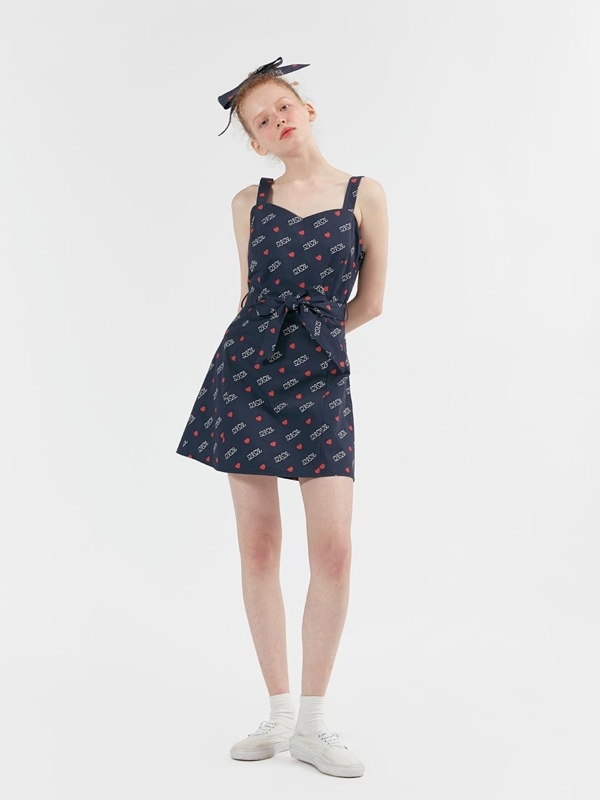 O Oi Pattern Dress Navy Heart Logo Garmentory