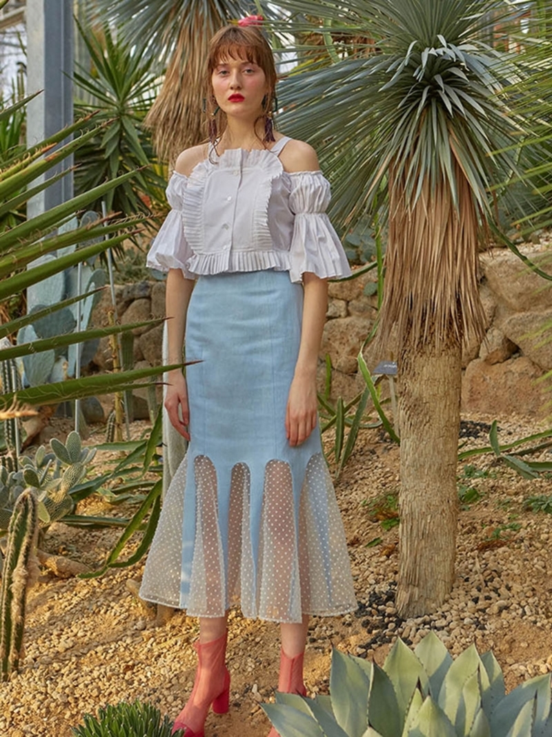 ★DEW E DEW E★OGANZA SKIRT ☆DEW E DEW E☆OGANZA SKIRT Lace and Organza Crop Top Skirt